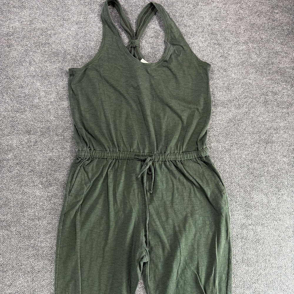 Gap Womens Tank Black Grass Green Knit Sleeveless Racerback Jumpsuit L Casual
